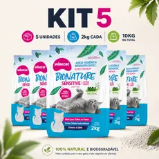 Kit 5 Areia Sanitária De Mandioca 2kg Grãos Finos Para Gatos Biodegradável Wisecat - 10kg