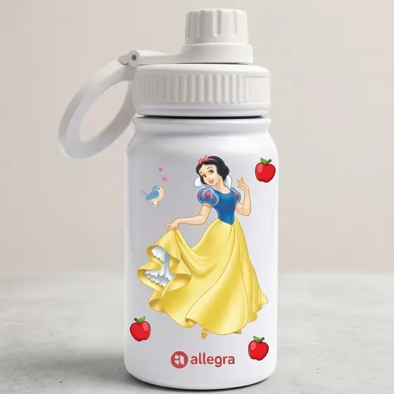 Garrafa Térmica 350ml Personalizada Princesas Infantil Meninas Delicadas Flores Presente