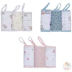 Kit 9 Paninhos de Boca Papi Baby Soft Premium 32x32cm com Prendedor de Chupeta Algodão Macio
