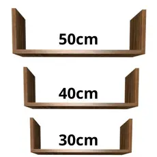 Kit 3 Nichos 50/40/30cm Plateleira de Parede MDF Cor Imbúia