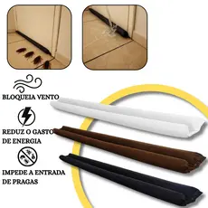 Kit 3 Veda Porta Duplo Protetor Rolinho Impermeável Ajustável 80cm Contra Insetos e Poeira