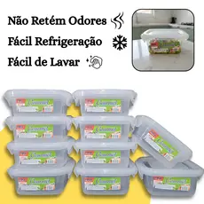 Kit 10 Pote Marmita Hermético 850ml Tampa com Trava Livre de BPA