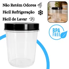 Kit 10 Pote Redondo 500ml com Rosca Resistente Livre de BPA Transparente