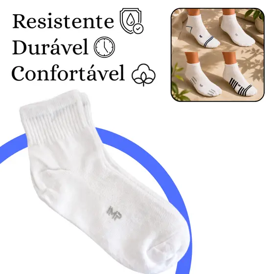 Kit 3 Pares de Meia Cano Médio Atoalhada Unissex Premium Três Cores