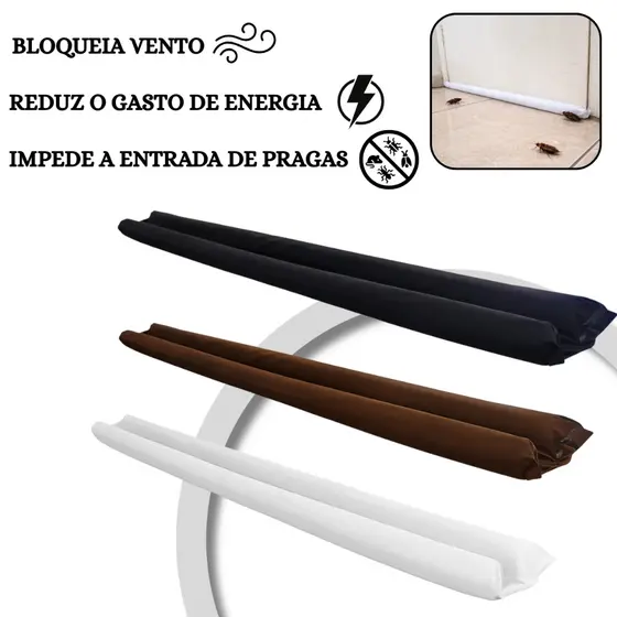 Kit 2 Veda Porta Protetor de Porta Duplo Rolinho Impermeável Ajustável 80cm Contra Insetos e Poeira