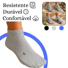Kit 3 Pares de Meia Cano Médio Atoalhada Cinza Unissex Premium