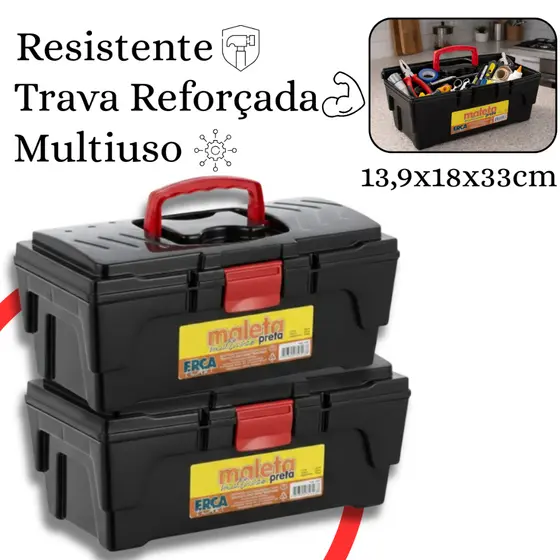 Kit 2 Maleta Caixa Multiuso Resistente Reforçada Sem Divisórias Plástica