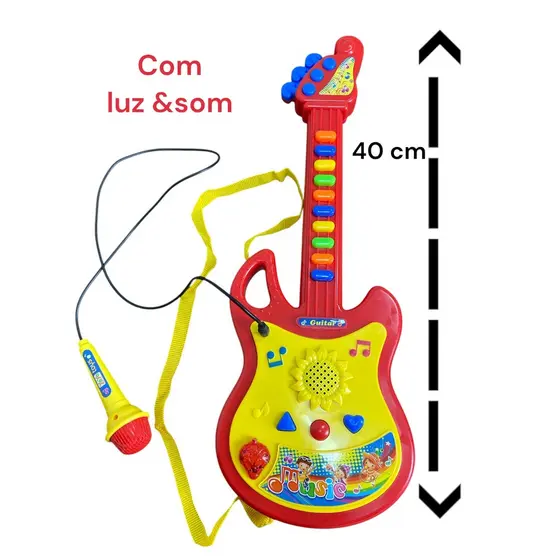 GUITARRA musical infantil com microfone luz e som para crianca