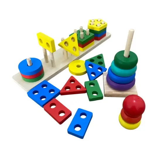 KIT BRINQUEDO EDUCATIVO PEDAGOGICO + TORRE COLORIDA MONTESSORIO