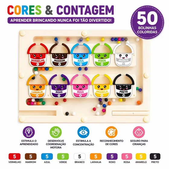 PORTUGUÊS Lousa Magnetico Contagem Montessorio infantil + Caneta