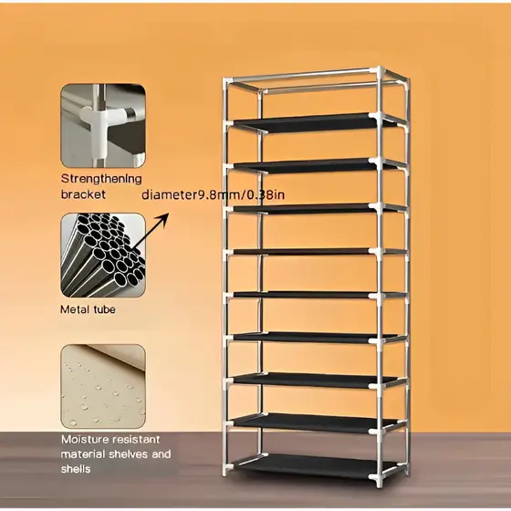 Sapateira Vertical Luxo Inox 27 pares 9 Prateleiras