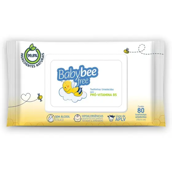 Toalha Umedecida Baby Bee Free C/80 Pro Vitamina B5