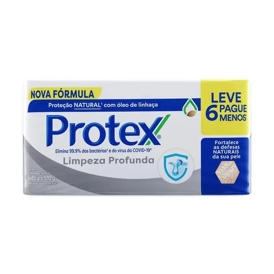 SABONETE EM BARRA PROTEX LIMPEZA PROFUNDA 85G 6 UNIDADES