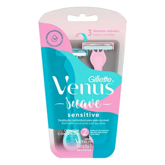 APARELHO GILLETTE DEPILATORIO VENUS SIMPLY 3 COM 2 SENSITIVE