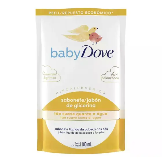Sabonete Dove Baby Liquido 180ml Hidratação Glicerinada Refil