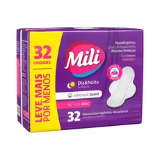 Absorvente Mili Dia E Noite C/32 Suave C/Abas Especial