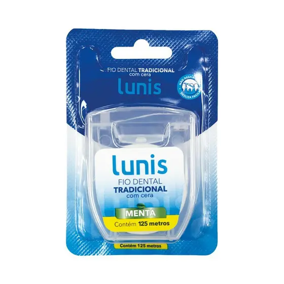 Fio Dental Encerado Lunis Com 125 Metros Sabor Menta