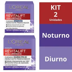 Kit L'Oréal Revitalift Hialurônico Noturno + Diurno 49g cada
