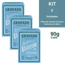 Kit 3 Sabonetes Granado Glicerina Tradicional em Barra 90g Cada