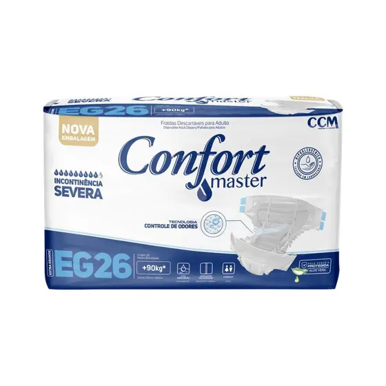 FRALDA GERIATRICA CONFORT MASTER EG INCONTINENCIA SEVERA COM 26  UNIDADES