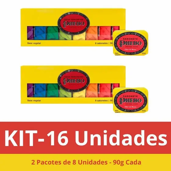 Kit 2 Pacotes Sabonete Em Barra Phebo Amarelo C/16Un 90G Cada