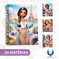 Caderno Universitário Capa Dura Decorado – Linha Paris 🇫🇷🗼