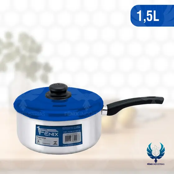Caçarola de Alumínio Nº 16 com Cabo–1,5 Litros com Tampa Colorida|Linha Colored Lid|Indústrias Fênix