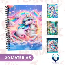 Caderno Universitário Capa Dura Decorado – Linha Unicórnio 🦄✨