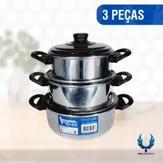 Conjunto com 3 Caçarolas de Alumínio com Tampa Colorida – Linha Colored Lid | Fabricado pela Indústrias Fênix