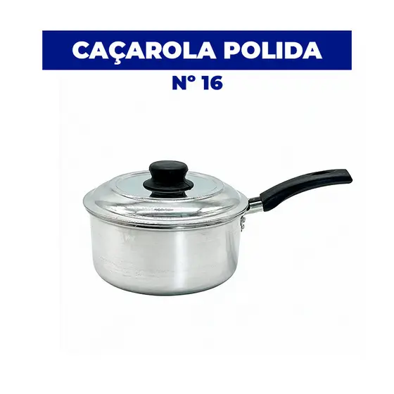 Caçarola de Alumínio Nº 16 | Com Cabo | 1.5L | Polido | Fabricação Própria