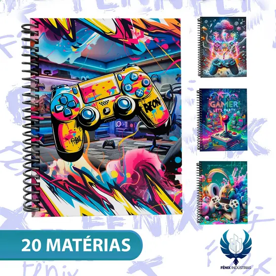 Caderno Universitário Capa Dura Decorado – Linha Gamer 🎮🕹️