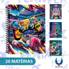 Caderno Universitário Capa Dura Decorado – Linha Gamer 🎮🕹️