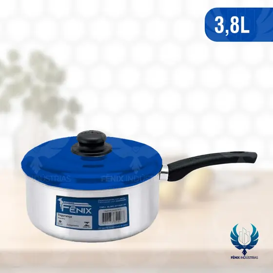 Caçarola de Alumínio Nº 22 com Cabo – 3,8 Litros com Tampa Colorida | Linha Colored Lid | Indústrias Fênix