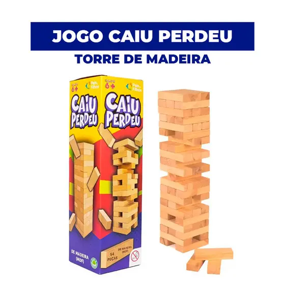 Jogo Caiu Perdeu – Torre de Madeira 54 Peças | Pais & Filhos