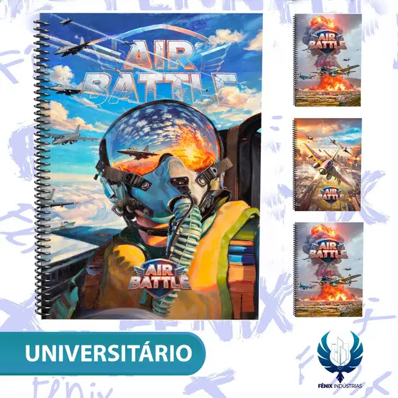 Caderno Universitário Capa Dura Decorado – Coleção Air Battle 2027