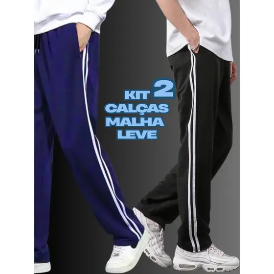 Kit 2 Calças Malha Leve Esportiva Calça Masculina