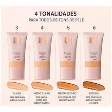 Base Mate Boca Rosa Beauty 30ml Cobertura Alta Longa Duração Acabamento Matte Tons 3 4 5