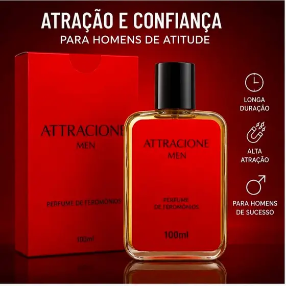 Perfume Masculino ATTRACION 100ml Fragrância Elegante Longa Duração Para Uso Diário