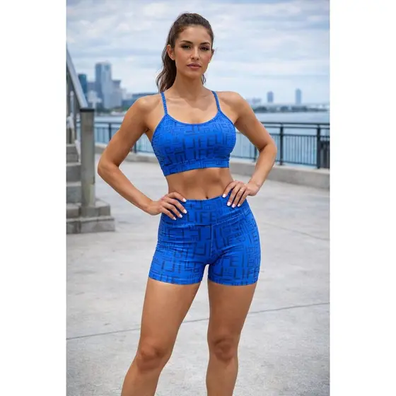 Conjunto Fitness Feminino  Top Alcinha e Shorts Sem Transparência
