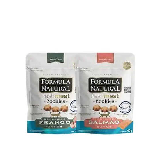 Kit c/ 2 Formula Natural Fresh Meat Cookies Gatos Adultos Sabores 40g