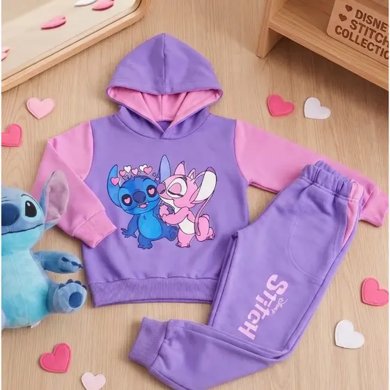 Conjunto Infantil Criança Sti Lil Roupa Infanto Juvenil Menina Femino Inverno Frio  Calça Moletinho Casaco com Capuz