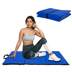 Colchonete Colchão Dobrável Maleta Azul Academia Fitness Abdominal Yoga Pilates Espuma Confortável