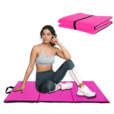 Colchonete Dobrável Maleta Rosa Compacto Academia Fitness Abdominal Yoga Pilates Espuma Macio D50