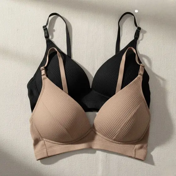 Kit 2 Sutiã Feminino Bojo Soft Sem Aro Conforto Canelado Dia a Dia Uso Diário Poliéster
