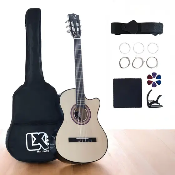 Violão Clássico Acústico Cutaway 38” para Iniciantes - Kit Completo