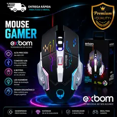 Mouse gamer 6 botões com LED RGB 4800 Dpi ajustável EXBOM MS-G280