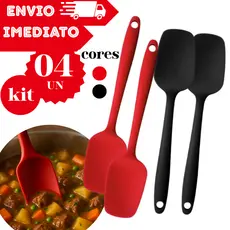 Kit Com 4 Espátula de Silicone Premium 27Cm Casa Cozinha Buffet Restaurante Primeira Linha