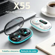 X55 Fones Sem Fio Invisíveis Para Dormir, Redução De Ruído E Resistência À Água, Ultra Fino 1cm Para Uso Diário E Ao Ar