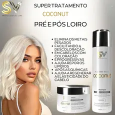 shampoo e máscara tramento capilar, cabelo secos elástico com químicas Cocnut tratamento shampoo e mascara