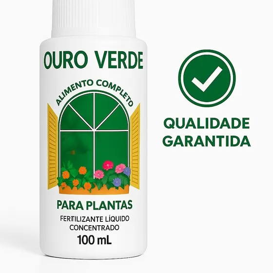 Adubo Ouro Verde 100ml Fertilizante Líquido para Plantas e Flores Folhagem E Jardim